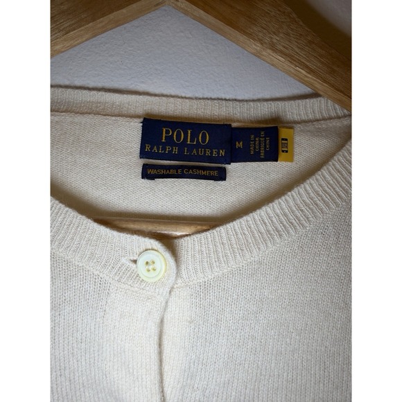 Polo Ralph Lauren Women's  Cropped Cashmere Crewneck Cardigan Sweater Medium - Picture 7 of 12